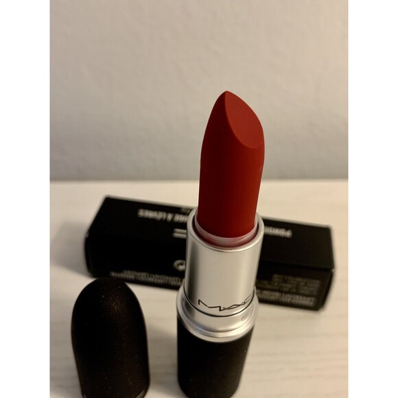 MAC Cosmetics Powder Kiss Lipstick WERK WERK WERK 0.1 Oz Full Size 922 Cool Red - Picture 6 of 6